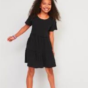 Old Navy | Rib-Knit Ribbed Tiered Short Sleeve Girls Dress